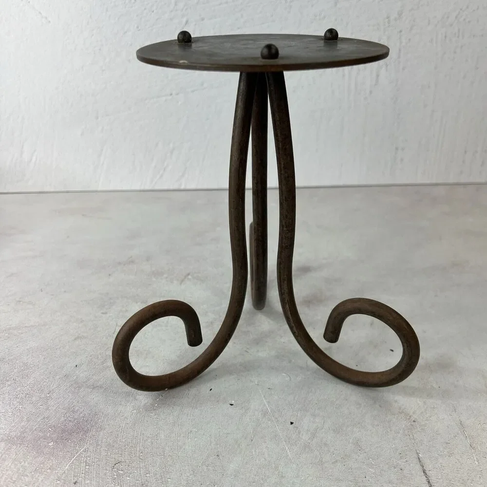 Vintage‎ MCM Rustic Brutalist Candle Holder 8”